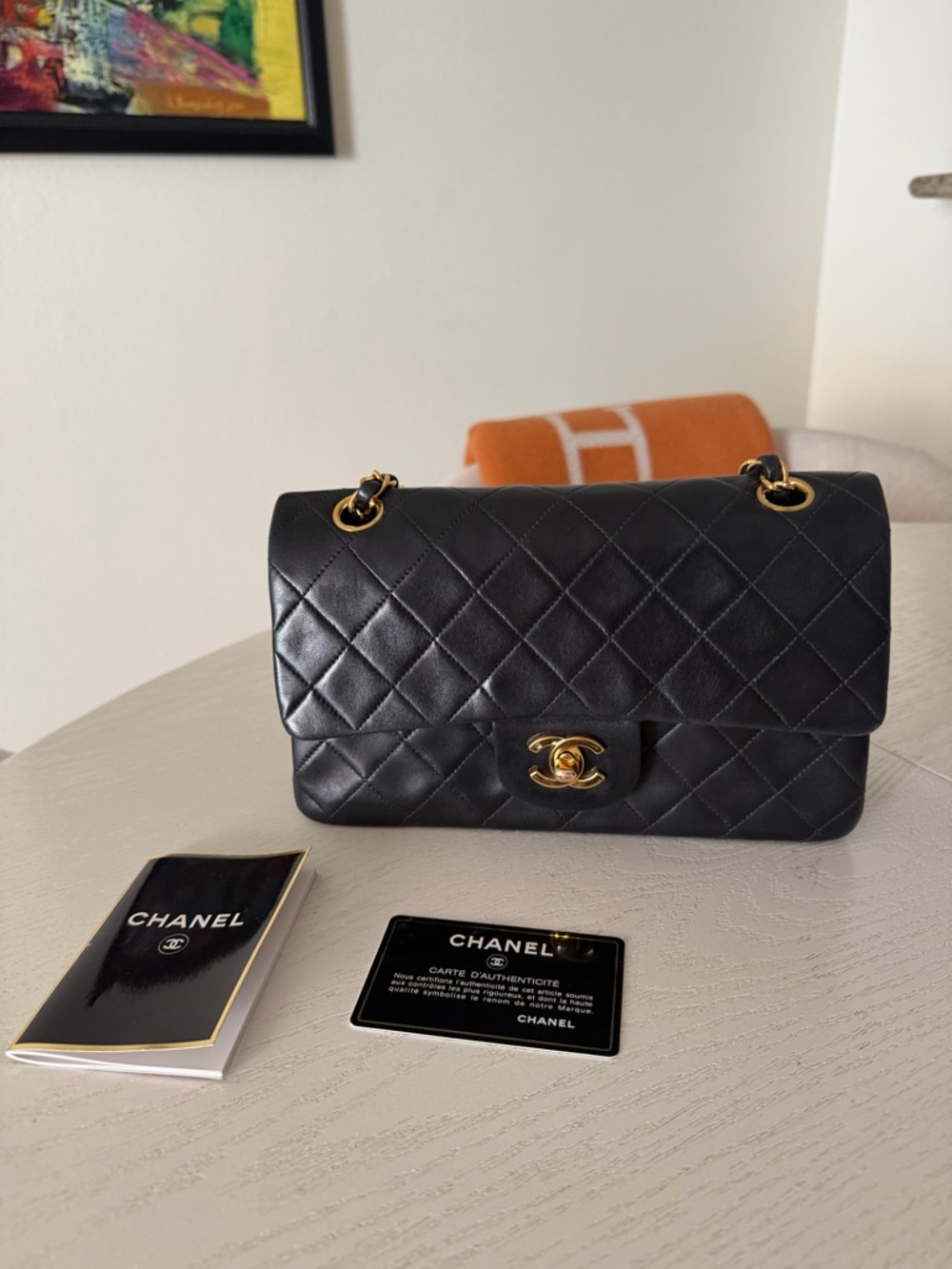 CHANEL Black Quilted Shoulder Bag with Gold Hardware